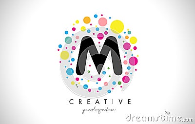 M Bubble Dots Letter Logo Design with Creative Colorful Bubbles. Vector Illustration