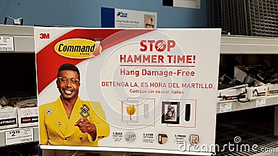 3M Command Brand Stop Hammer Time! Hang Damage-Free at Inside Lowe`s Editorial Stock Photo