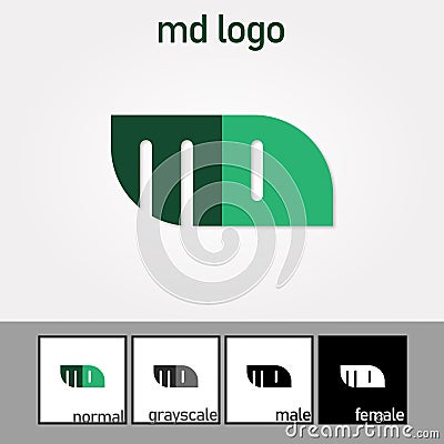 M and D Letter Logo. Green Color. - Vector Vector Illustration