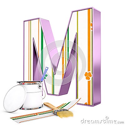 `M` decorated letter with renovation tools Stock Photo