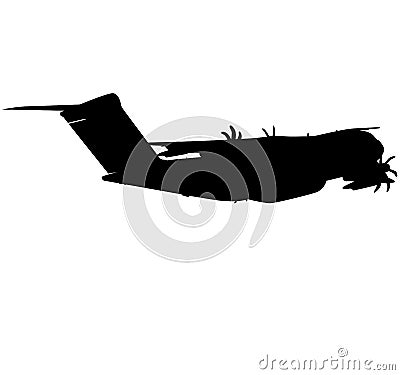 A400M europe transport military aircraft, german air force. Silhouette Stock Photo