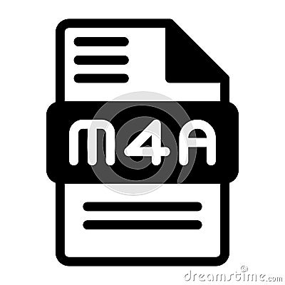 M4a file icon. Audio format symbol Solid icons, Vector illustration. can be used for website interfaces, mobile applications and Vector Illustration
