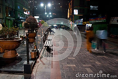M G Marg at night Editorial Stock Photo