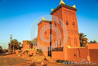 M'hamid, Morocco - February 22 2016: Chez le Pacha hotel outside view Editorial Stock Photo