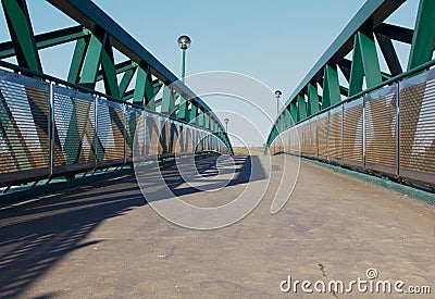 200m Heavy-duty steel foot bridge near Sheffield, England - stock photo Stock Photo