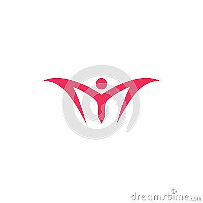 M Human Logo Simple. Letter M People Logo Vector Illustration