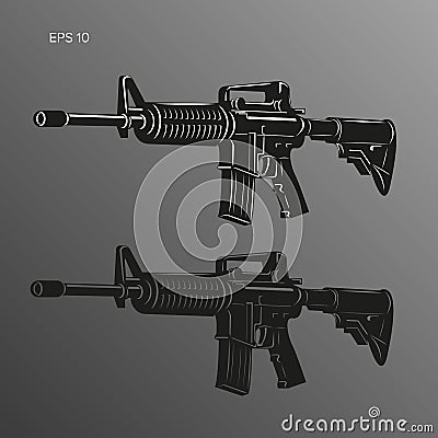 M-16 legendary assault rifle vector illustration. Classic armament icon. Vector Illustration