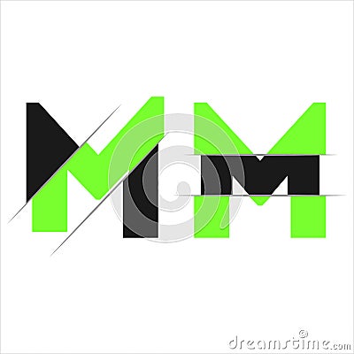 AM A M Letter Logo with Colorblock Design and Creative Cut. Vector Illustration