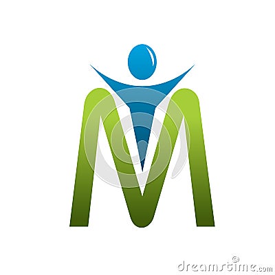 M letter man logo Vector Illustration