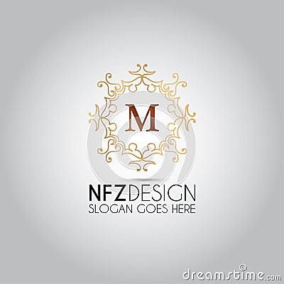 M Letter Ornament Mandala Logo Stock Photo