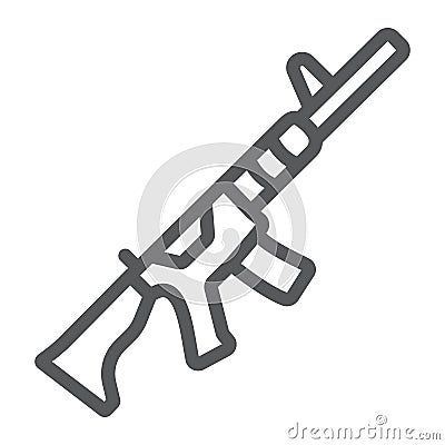 M4A1 line icon, rifle and military, automatic machine sign, vector graphics, a linear pattern on a white background. Vector Illustration