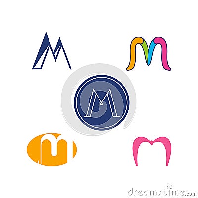 M logo pack, letter M alphabet logo pack set vector Vector Illustration