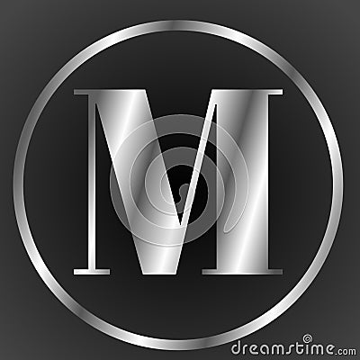 M logo, silver logo m, m silver logo, m letter logo silver Stock Photo