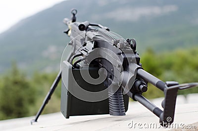 M249 minimi light machine gun Stock Photo