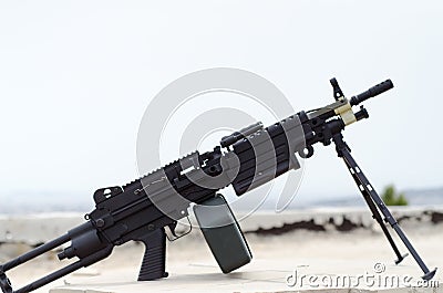 M249 minimi light machine gun Stock Photo