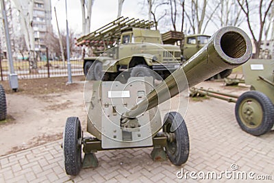 M-42 is a 45 mm Soviet semi-automatic anti-tank gun Editorial Stock Photo