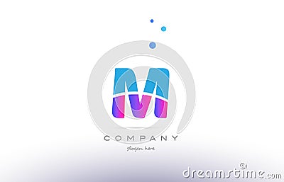 m pink blue white modern alphabet letter logo icon template Vector Illustration