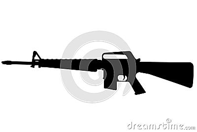 M16 rifle Vietnam War period black silhouette Stock Photo