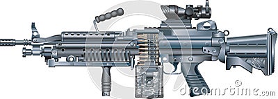 M249 SAW light Machine gun Vector Illustration