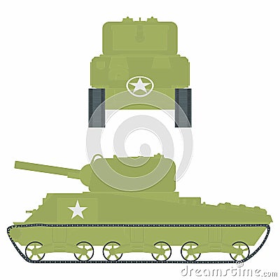 M4 sherman tank colored. Vector Illustration