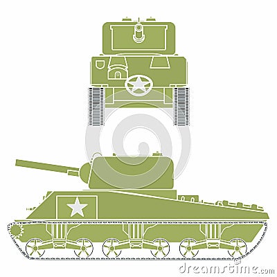 M4 sherman tank. Without outline. Vector Illustration