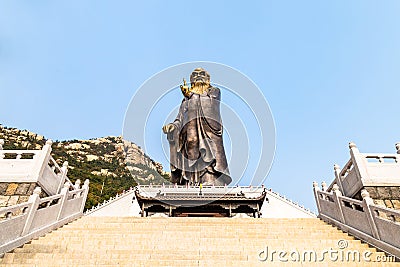 36m tall Lao Tze statue in Tai Qing Gong Temple in Laoshan Mountain, Qingdao, China Editorial Stock Photo