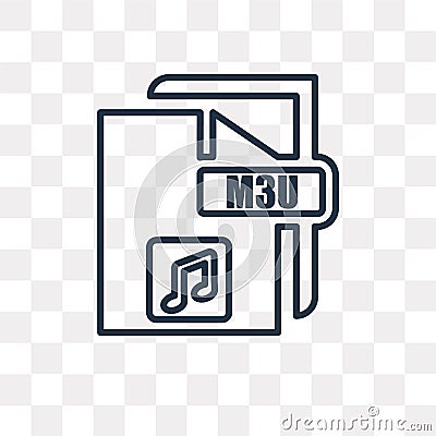 M3u vector icon isolated on transparent background, linear M3u t Vector Illustration