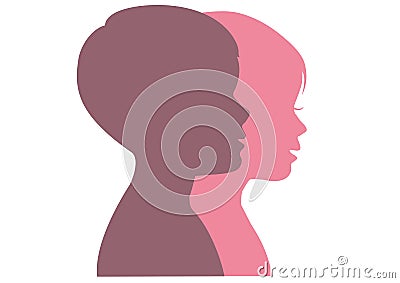 Silhouettes of boy and girl Vector Illustration
