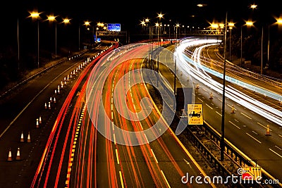 M6 Motorway at night Stock Photo