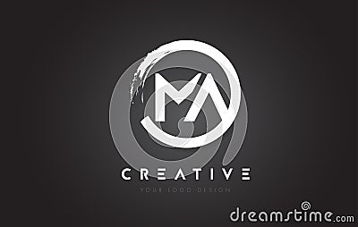 MA Circular Letter Logo with Circle Brush Design and Black Background. Vector Illustration