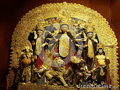 Maa durga in a pandal Stock Photo