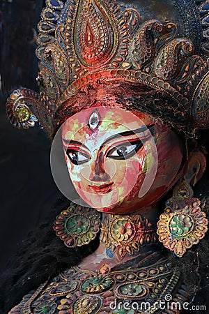 Maa Durga Sculpture. Durga puja festival in Kolkata, West Bengal, India Stock Photo