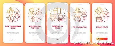 MaaS issues red gradient onboarding mobile app screen Vector Illustration