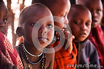 Maasai children in school in Tanzania, Africa Editorial Stock Photo