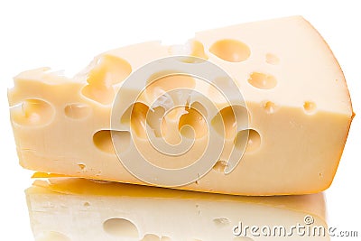 Maasdam cheese on white Stock Photo