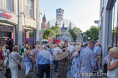 Crowd control at the entrance to the annual concerts of the violinist Andre Rieu Editorial Stock Photo