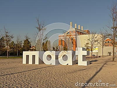 MAAT museum housed in an old power plant in Lisbon Editorial Stock Photo