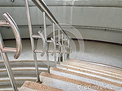 Mable steps with stainless balustrades. Stock Photo