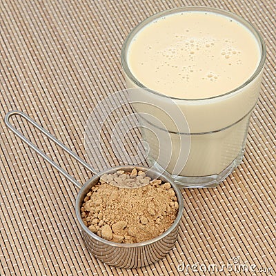 Maca Powder and Drink Stock Photo