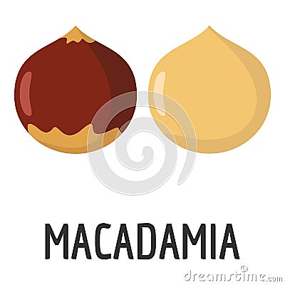 Macadamia icon, flat style Vector Illustration