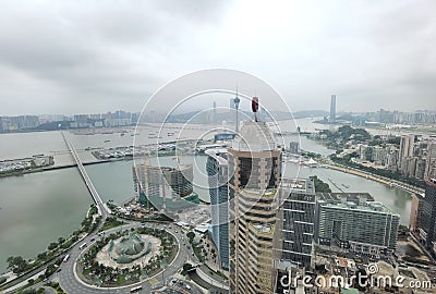 Macao China Big Bay Area MGM Wynn Boc Lisboa Hotel Zhuhai Aerial View Canton Guangdong Macau Landscape Coastline Urban Planning Editorial Stock Photo