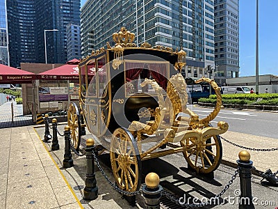 Macao China Macau Emperor Hotel Antique Imperial Kingdom Empire Golden Royal Horse Carriage Classic Coach Transportation Vehicle Editorial Stock Photo