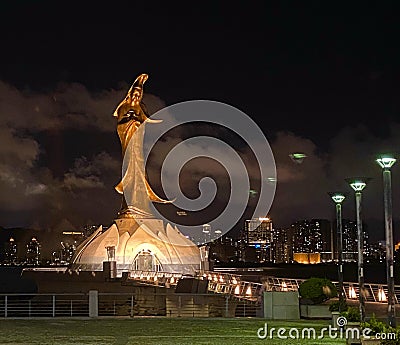 Macao China Macau Guan Yin Statue Sculpture Kun Iam Ecumenical Centre Goddess of Mercy Nape Religious Landmark Editorial Stock Photo