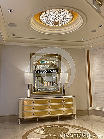 Macao China Macau Wynn Hotel Furniture Fixture Mirror Casino Hotels Gambling Gaming Stylish Design Lifestyle Editorial Stock Photo