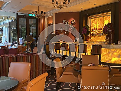 Macao China Macau Wynn Hotel Restaurant Lounge Cafe Bar Casino Hotels Gambling Gaming Stylish Design Lifestyle Editorial Stock Photo