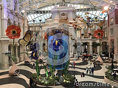 Macao Entertainment Macau Mgm Garden Indoor Nature Butterflies Flower Giant Props Theatre Music Theater Arts Decoration Editorial Stock Photo