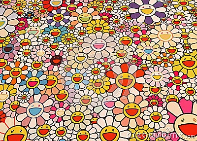 Macao Morpheus Takashi Murakami Smiling Flowers Smiley Faces Design Colorful Happy Illustration Kaikai Kiki Gallery Cheerful Editorial Stock Photo