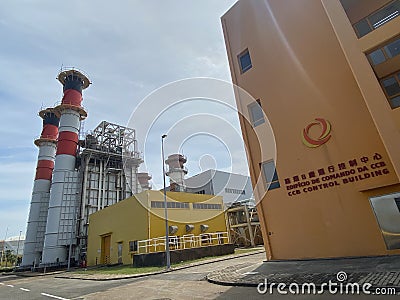 Macao Ready Go Local Tour Coloane Power Station Electricity CEM Power Plant Utility Facility Companhia de Electricidade de Macau Editorial Stock Photo