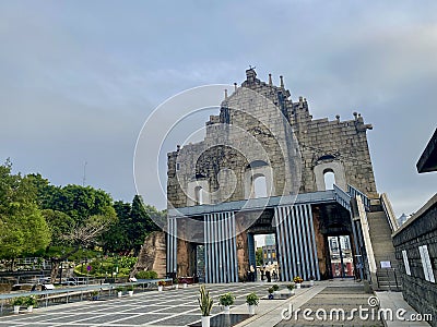 Portuguese Cathedral Macao Ruins of St. Paul Facade Cultural World Heritage Conservation Historic Centre Macau Rear Perspective Editorial Stock Photo