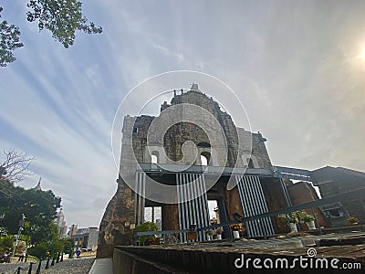 Macao Ruins of St. Paul Facade Cultural World Heritage Site Conservation Historic Centre of Macau Rear Perspective Editorial Stock Photo